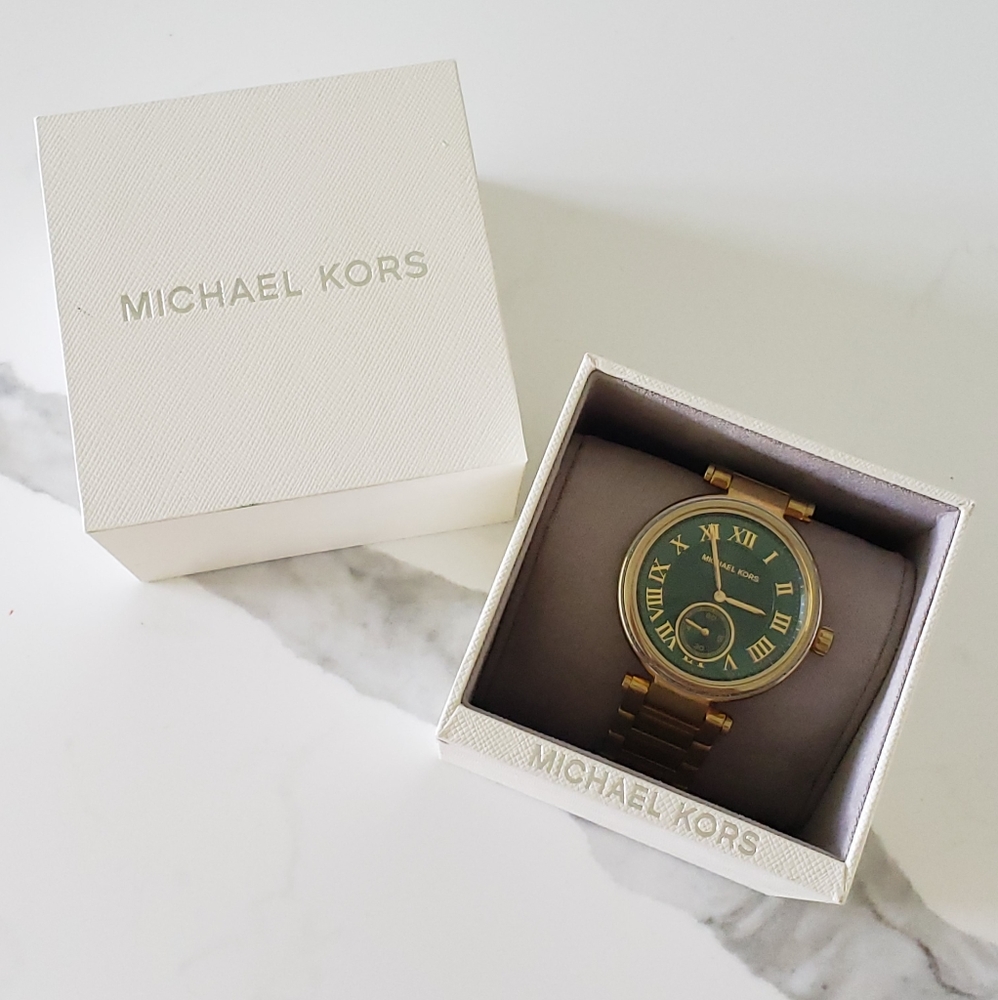 Yellow gold + Green Michael Kors Watch